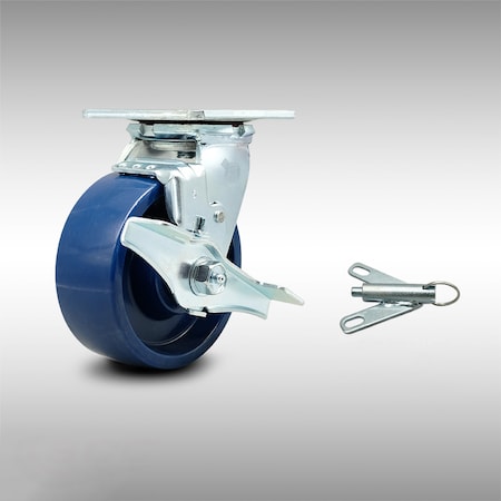 Service Caster 5 Inch SS Solid Poly Caster with Roller Bearing and Brake/Swivel Lock SCC SCC-SS30S520-SPUR-TLB-BSL